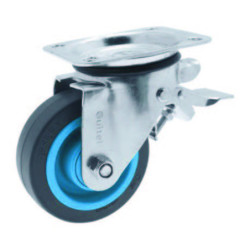 Roulette Gemroll platine pivotante à blocage Resilex gris 100mm 200kg.