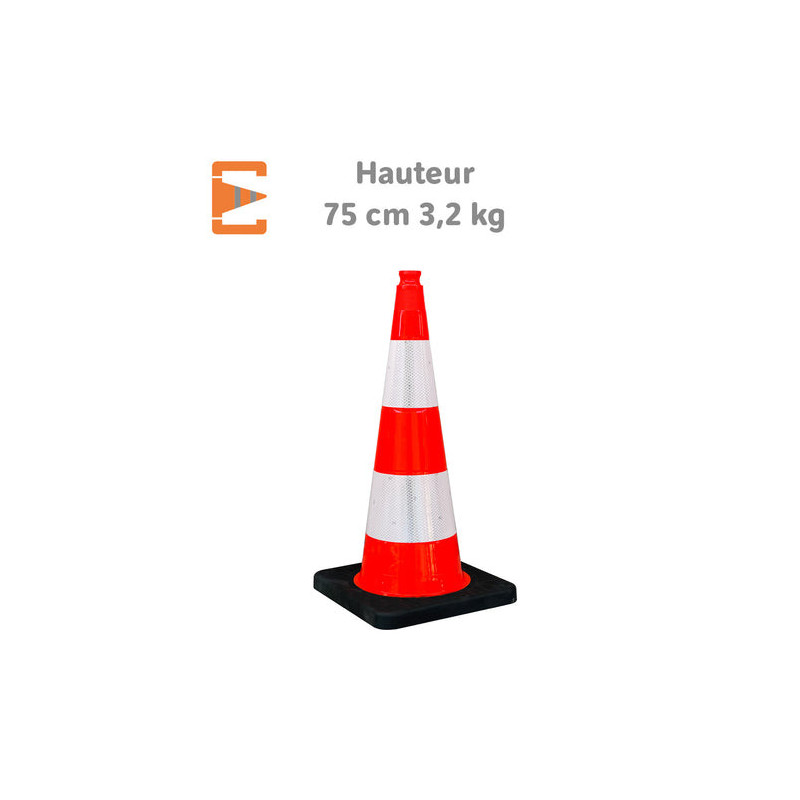 CONE PVC FLUO 75CM CLASSE 1 - 3.2 KG