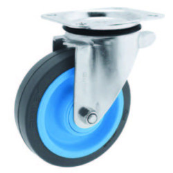 Roulette Gemroll platine pivotante Resilex gris 100mm 200kg.