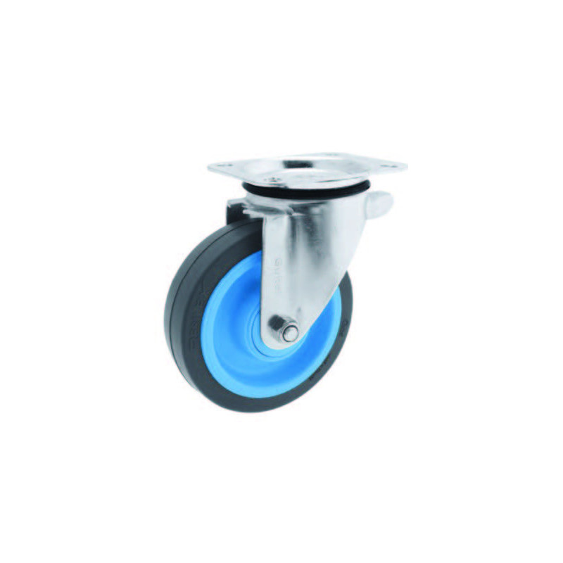 Roulette Gemroll platine pivotante Resilex gris 100mm 200kg.