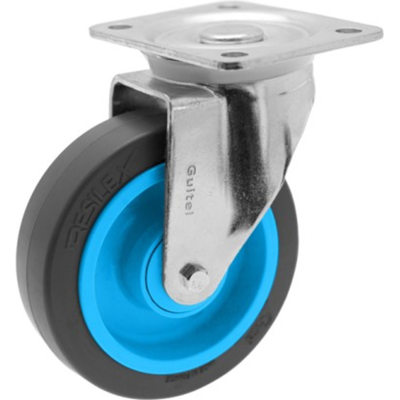 Roulette Gemroll platine pivotante Resilex gris 100mm 200kg.