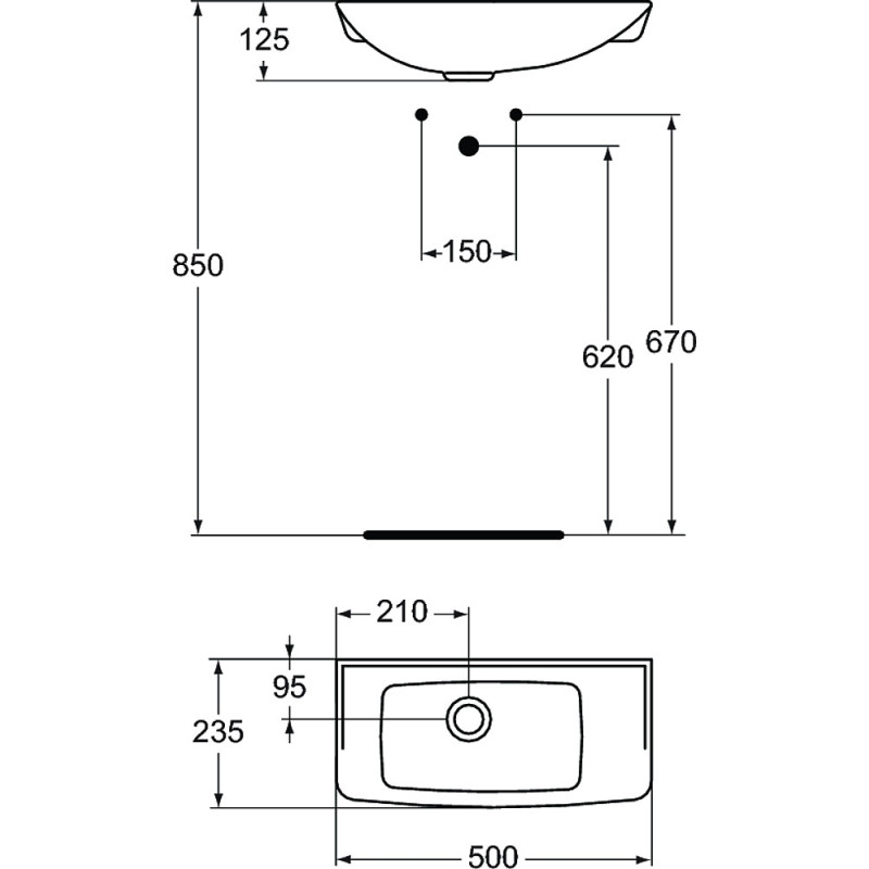 Lave-mains 50 x 23.5 NF ULYSSE blanc. non percé
