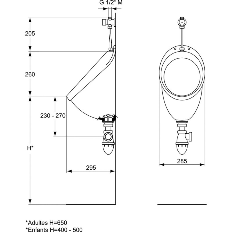 Douille d'arrivée d'urinoir APPLIQUE