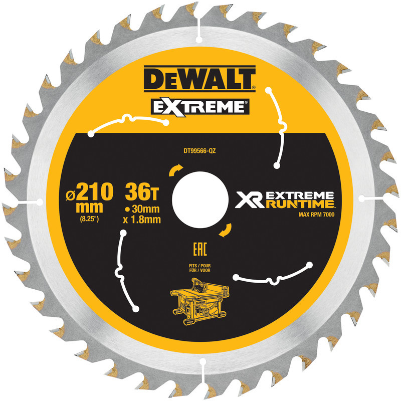 Lame de scie circulaire stationnaire carbure XR Runtime. 210 x 30 mm. 36 dents