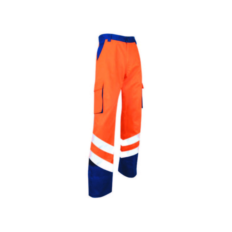 PANTALON HAUTE VISIBILITE BALISE T40 ORANGE-BLEU