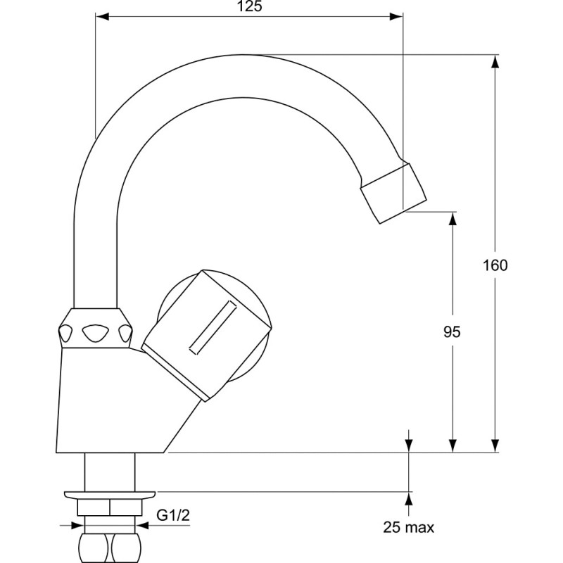 Robinet simple NF ULYSSE C chrome. bec tube orientable