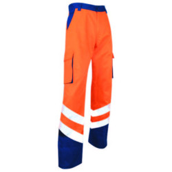 PANTALON HAUTE VISIBILITE BALISE T46 ORANGE-BLEU