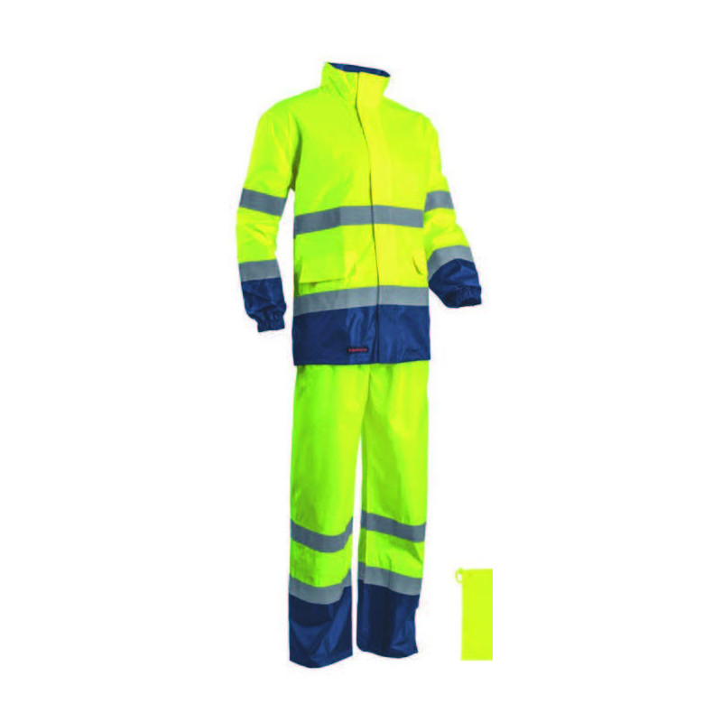 ENSEMBLE DE PLUIE HAUTE VISIBILITE JAUNE-MARINE XL classe 3