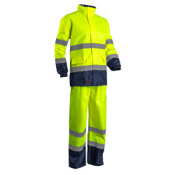 ENSEMBLE DE PLUIE HAUTE VISIBILITE JAUNE-MARINE L classe 3