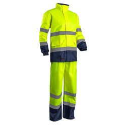 ENSEMBLE DE PLUIE HAUTE VISIBILITE JAUNE-MARINE M classe 3