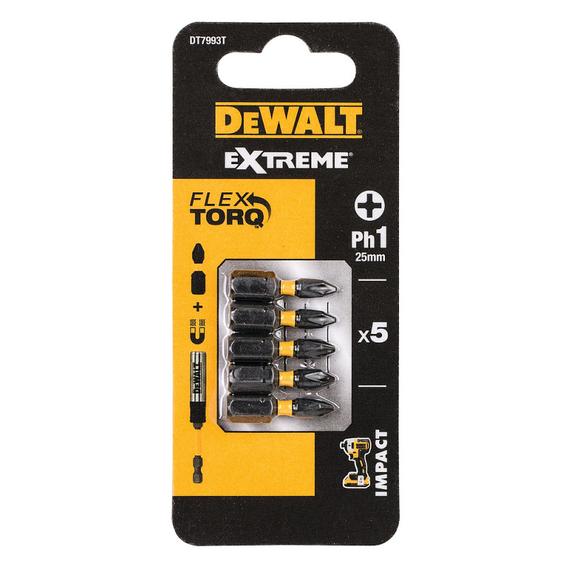 Boîte 5 embouts de vissage Extreme Impact Torsion - Embout Impact Torsion Philips - 25 mm - PH1