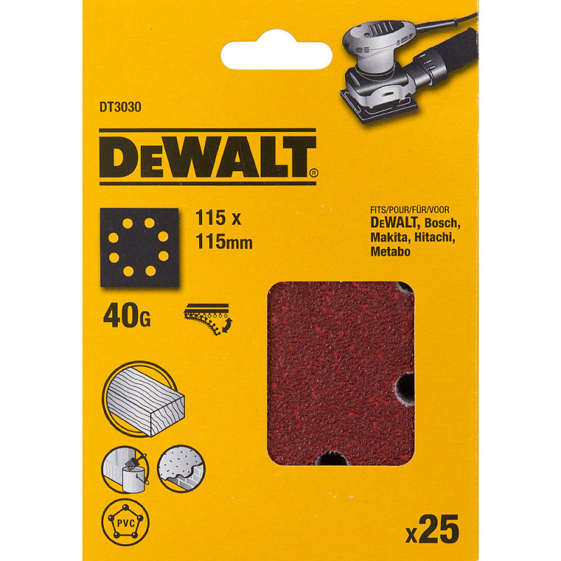 1-4 feuille abrasive pour ponceuses vibrantes grain 40-8 perforations 115x115 mm