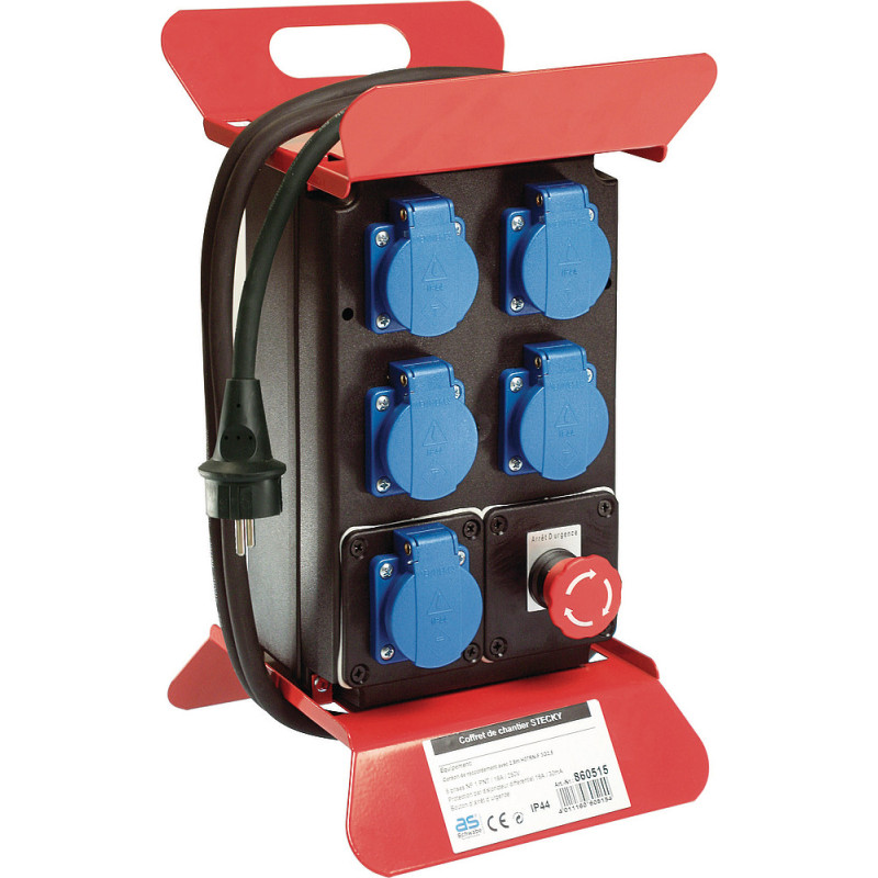 Coffret de chantier IP44 - 5 prises de courant NF à clapet