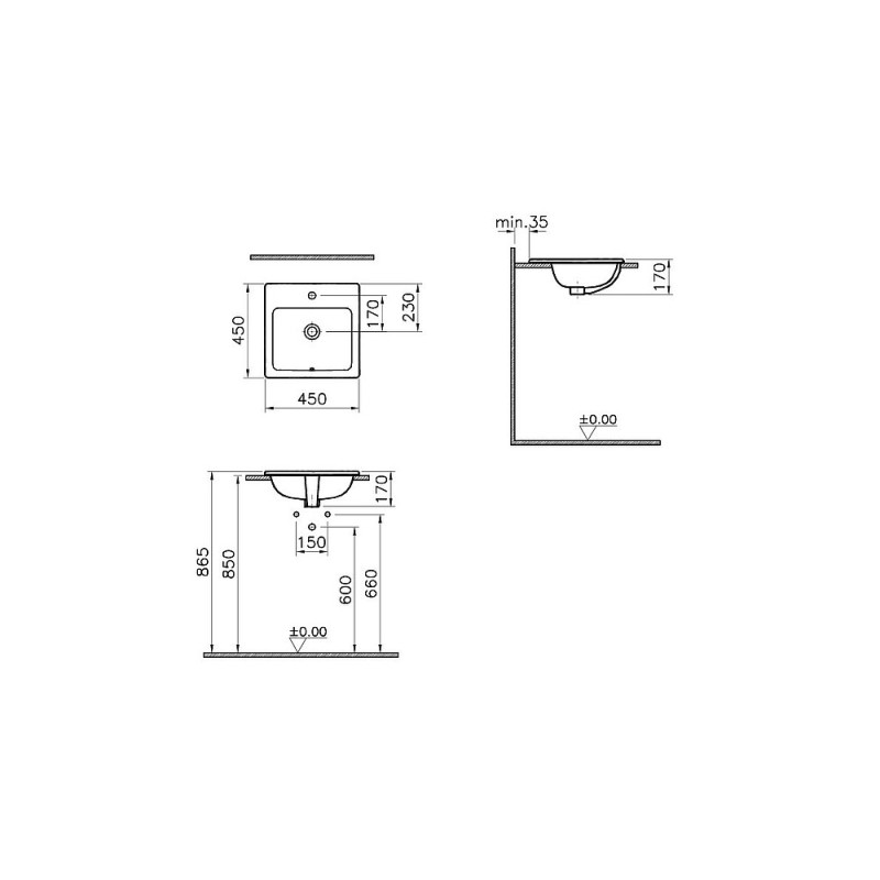 S20 VASQUE ENCAST. RECT. 45CM