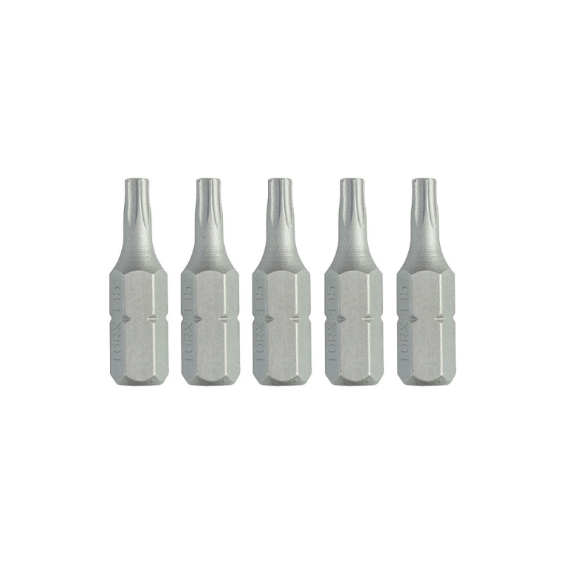 Boîte 5 embouts de vissage - qualité torsion - TORX 25 mm - T15