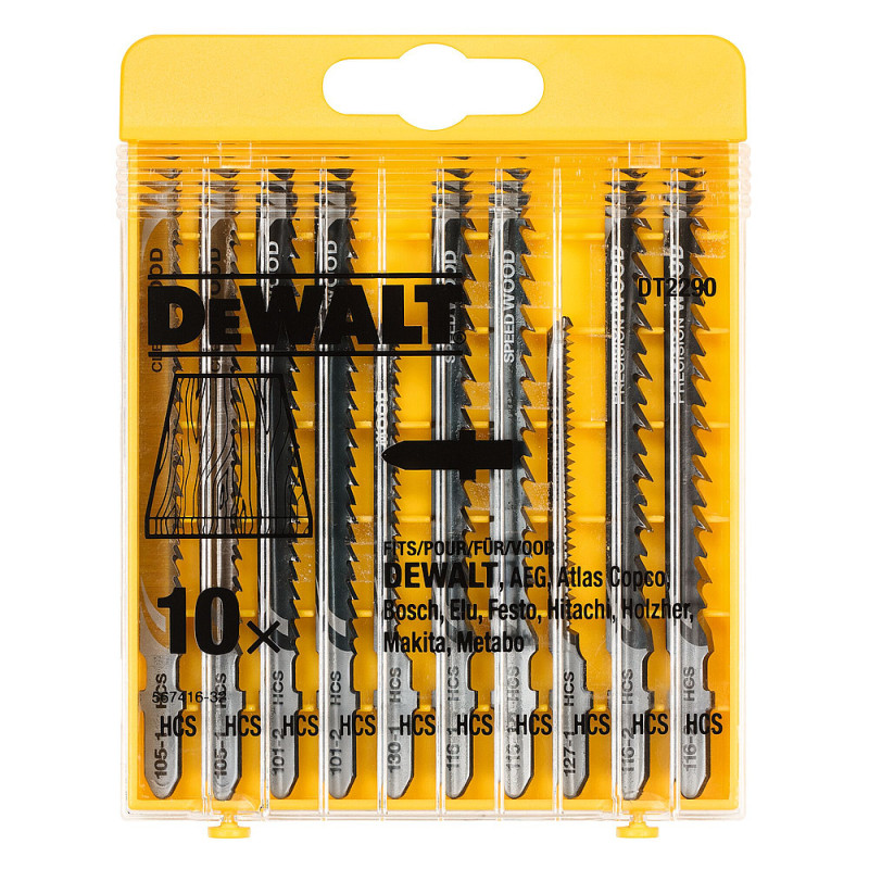 Coffret de 10 lames de scie sauteuse bois attache en T