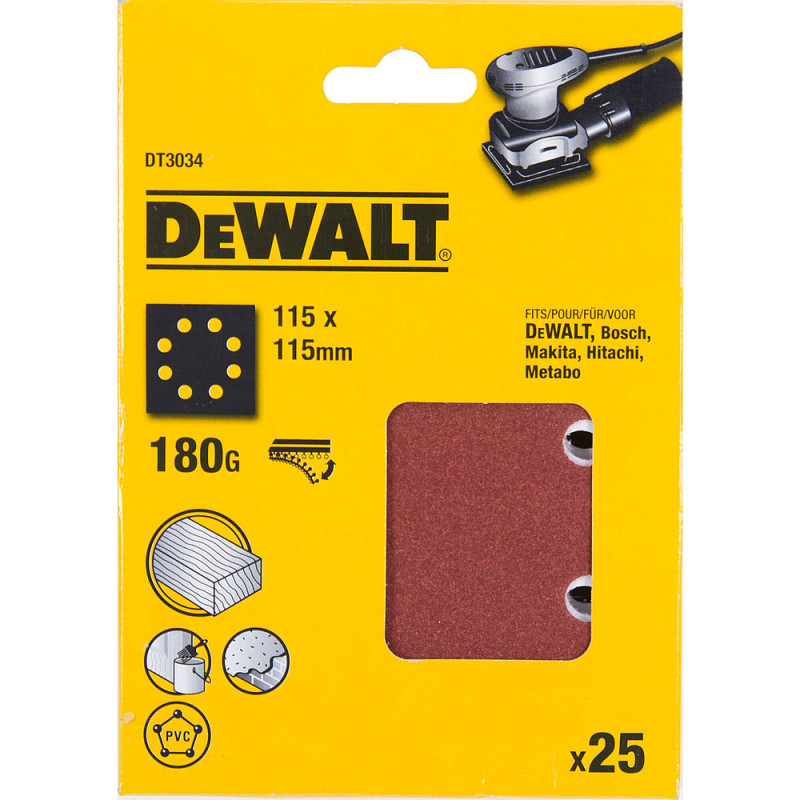 1-4 feuille abrasive pour ponceuses vibrantes grain 180-8 perforations 115x115mm