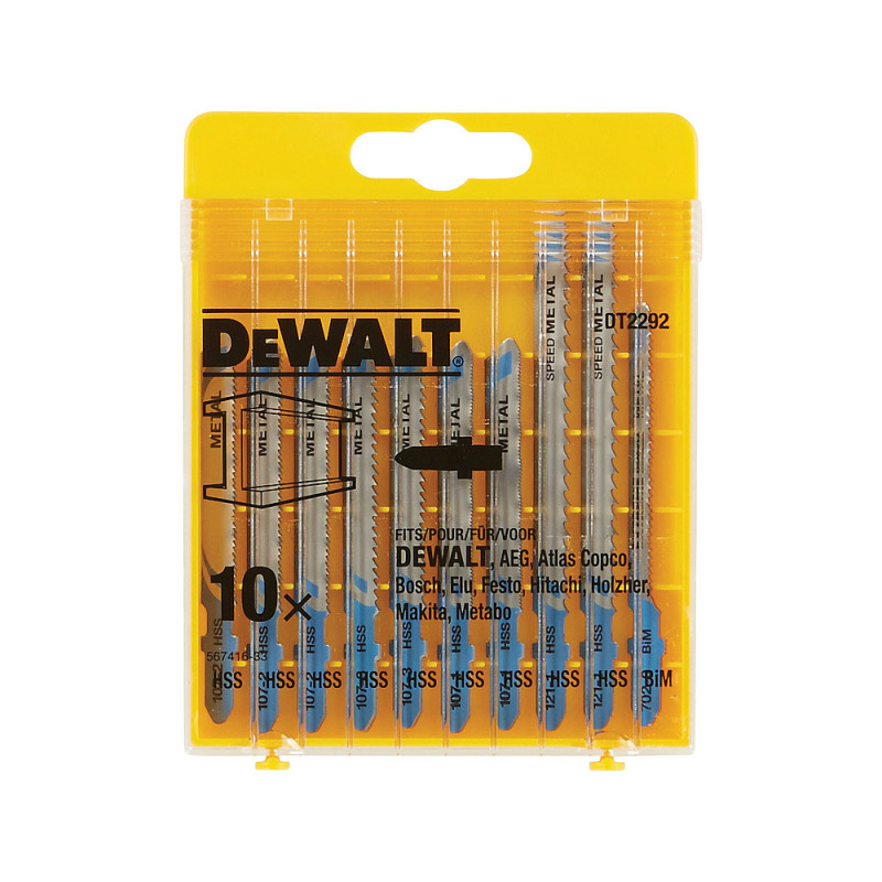 Coffret de 10 lames de scie sauteuse métal attache en T