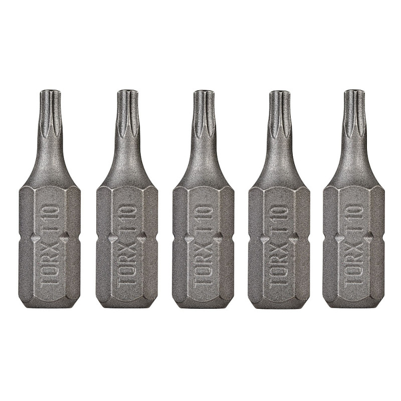 Boîte 5 embouts de vissage - qualité torsion - TORX 25 mm - T10