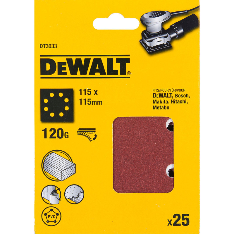 1-4 feuille abrasive pour ponceuses vibrantes grain 120-8 perforations 115x115mm