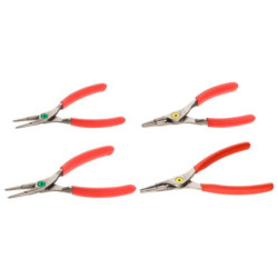 Jeu de 4 pinces circlips intérieures- extérieures. becs droits. 12 à 25mm et 18 à  60mm