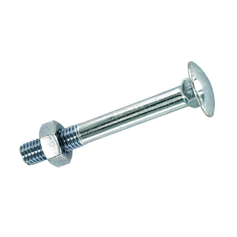 Boulon tête ronde collet carré 10x120 mm Acier Zingué Boite x 50 VYNEX