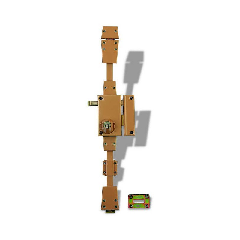 SERRURE APPLIQUE 3 POINTS A2P• TIRAGE BRONZE DROITE