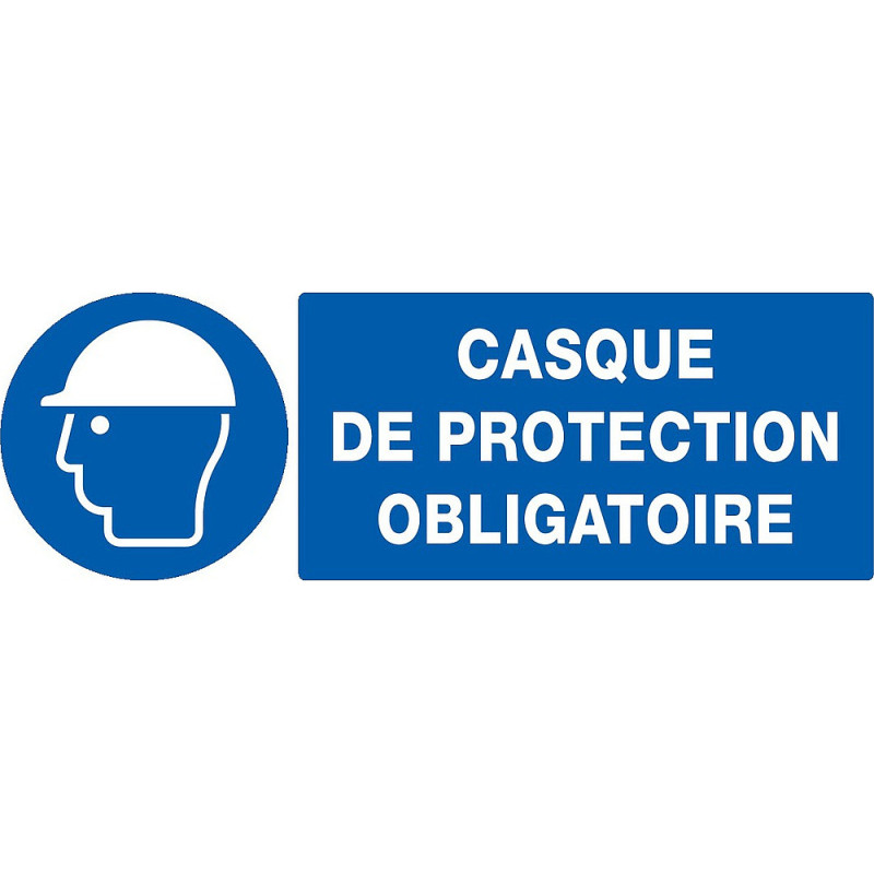 PLAQUE CASQUE DE PROTECTION OBLIGATOIRE 330x200MM