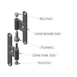 PAUMELLE MALE GAUCHE POUR HUISSERIE BOIS UNVIERSELLE