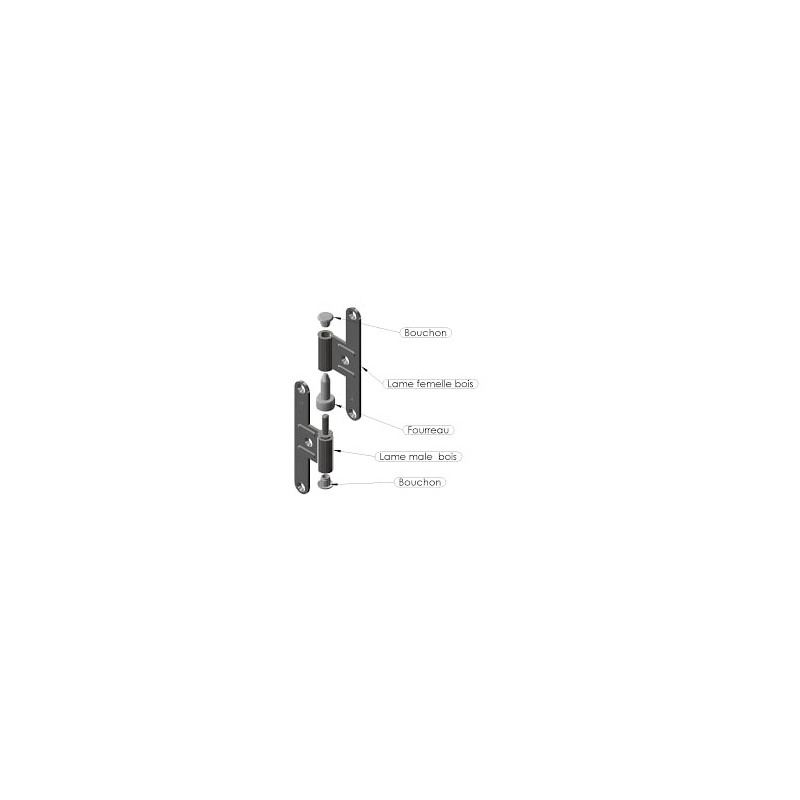 PAUMELLE MALE GAUCHE POUR HUISSERIE BOIS UNVIERSELLE