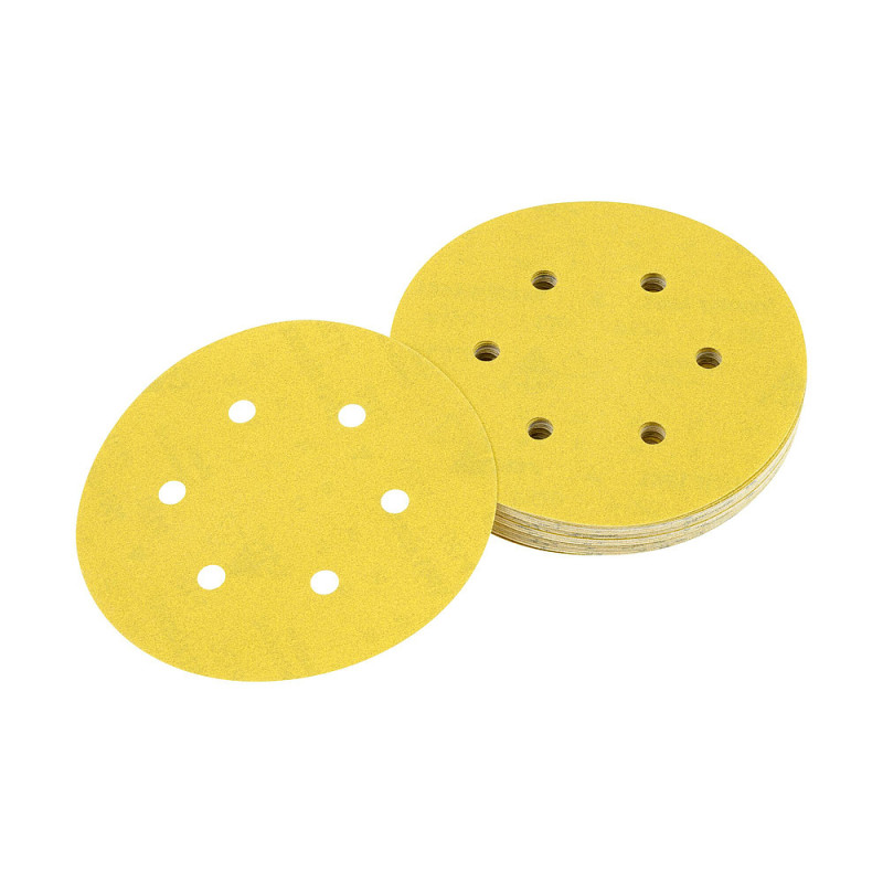 Disque abrasif velcro ponceuses excentriques grain 120 - 6 perforations ø 150 mm