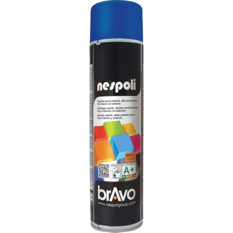 PEINTURE AEROSOL ACRYLIQUE PROFESSIONNELLE BLEU RADIEUX BRILLANT 600ML