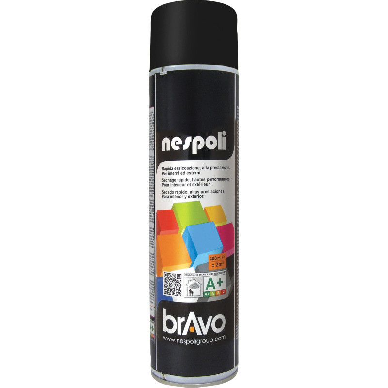 PEINTURE AEROSOL ACRYLIQUE PROFESSIONNELLE NOIR BRILLANT 600ML