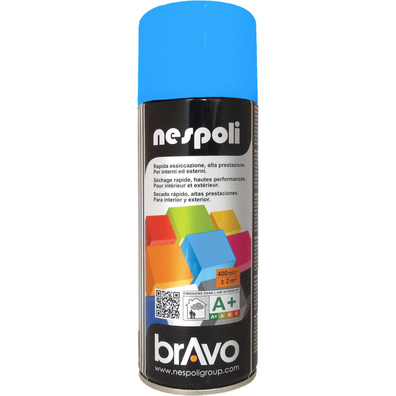 PEINTURE AEROSOL ACRYLIQUE PROFESSIONNELLE BLEU AZUR BRILLANT 400ML