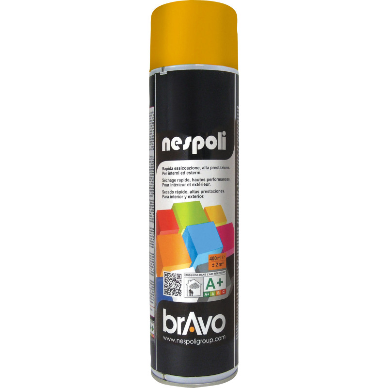 PEINTURE AEROSOL ACRYLIQUE PROFESSIONNELLE JAUNE SIGNAL BRILLANT 600ML