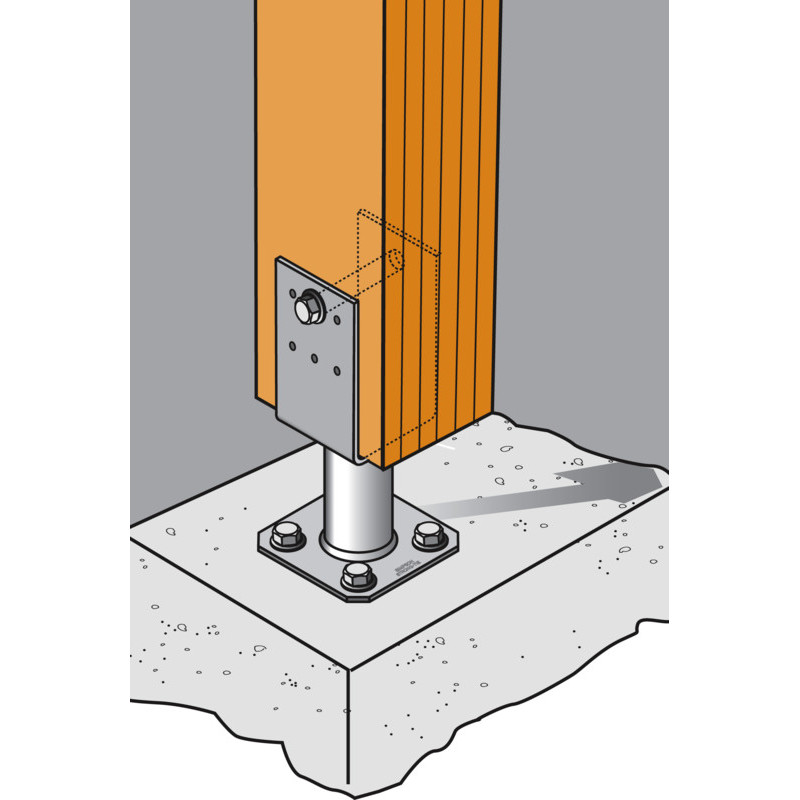 PIED DE POTEAU TYPE U PLATINE LARG 70