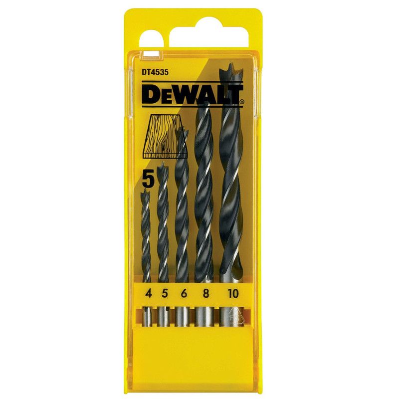 Coffret plastique de 5 mèches à bois 3 pointes diamètre : 4. 5. 6. 8. 10 mm
