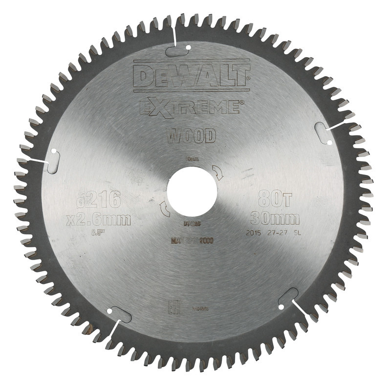Lame de scie circulaire 216 x 30 mm. 80 dents. TCG. angle d'attaque -5
