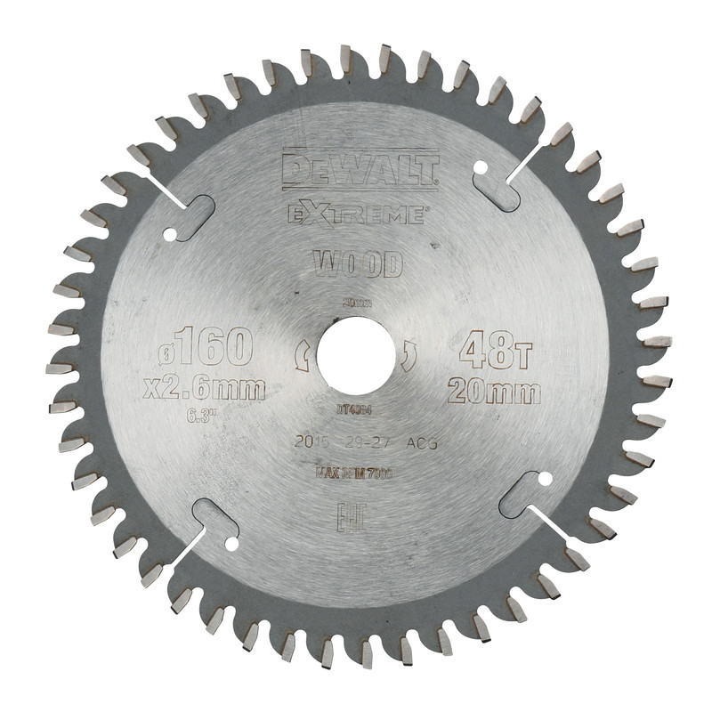 Lame scie circulaire 160x20mm. 48 dents. ATB-coupe très fine. angle d'attaque -5