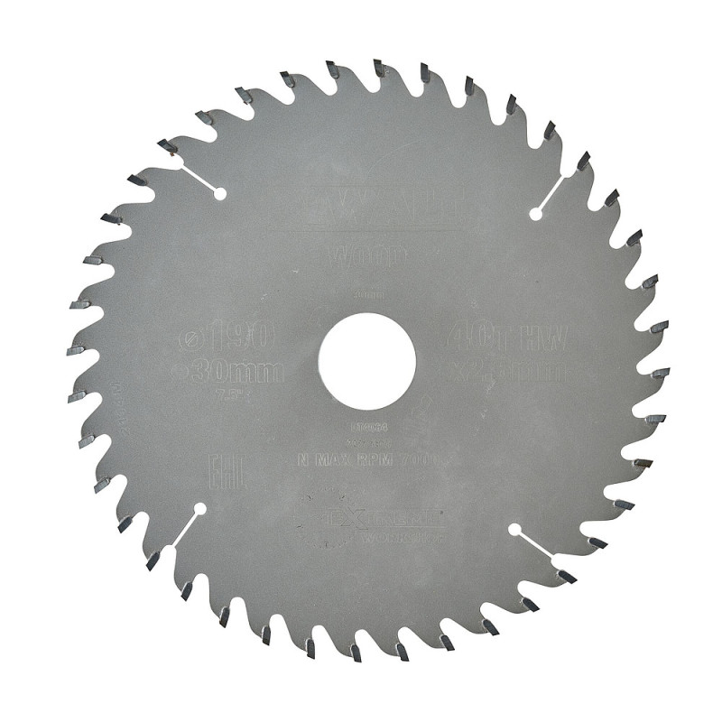 Lame de scie circulaire 190 x 30mm. 40 dents. ATB-coupe fine. angle d'attaque 10