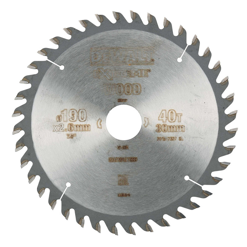 Lame de scie circulaire 190 x 30mm. 40 dents. ATB-coupe fine. angle d'attaque 10