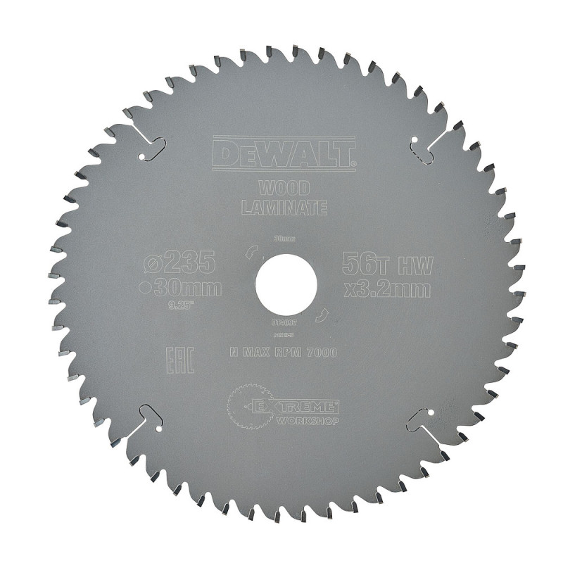 Lame scie circulaire 235x30mm. 56 dents. TCG-coupe très fine. angle d'attaque -5