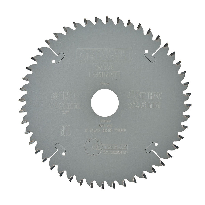 Lame scie circulaire 190x30mm. 48 dents. TCG-coupe très fine. angle d'attaque -5
