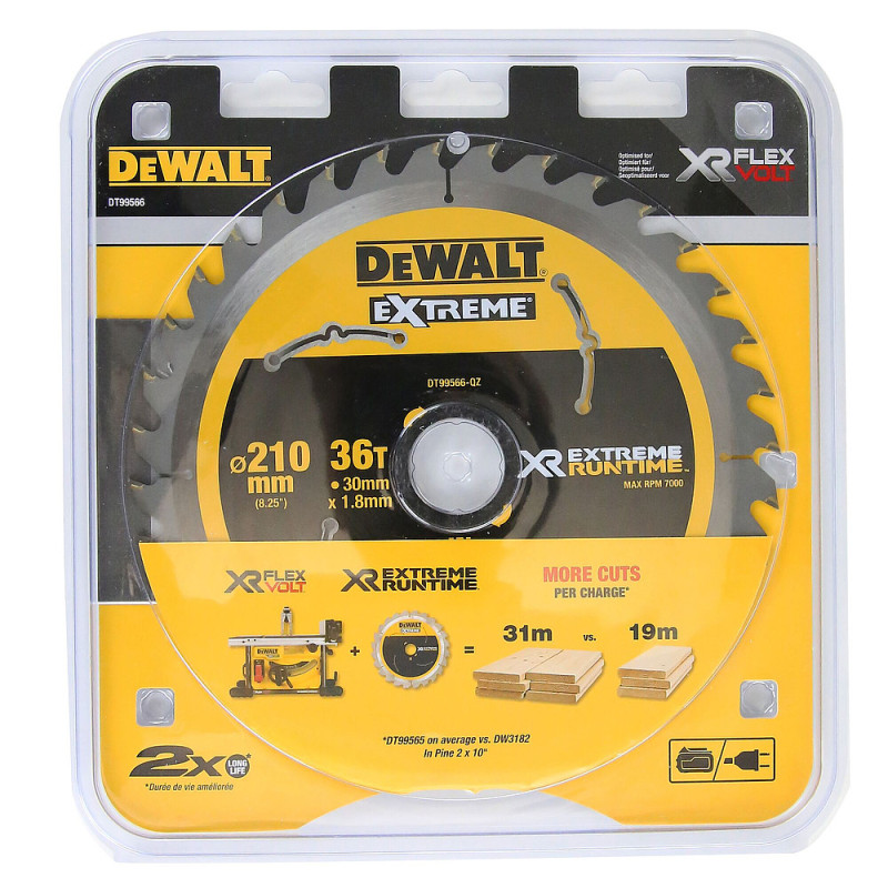 Lame de scie circulaire stationnaire carbure XR Runtime. 210 x 30 mm. 36 dents