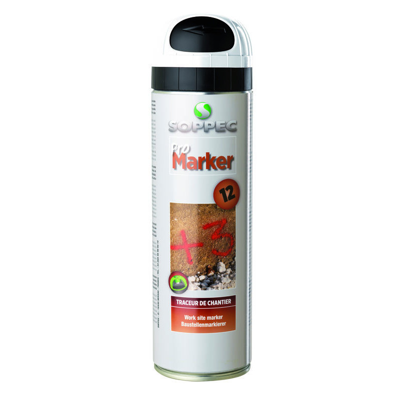 Traceurs de chantier acrylique PROMARKER multi supports non fluorescent blanc 500 mL