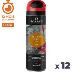 Traceur de chantier acrylique FLUO TP multi supports provisoire fluorescent rouge fluo 500 mL