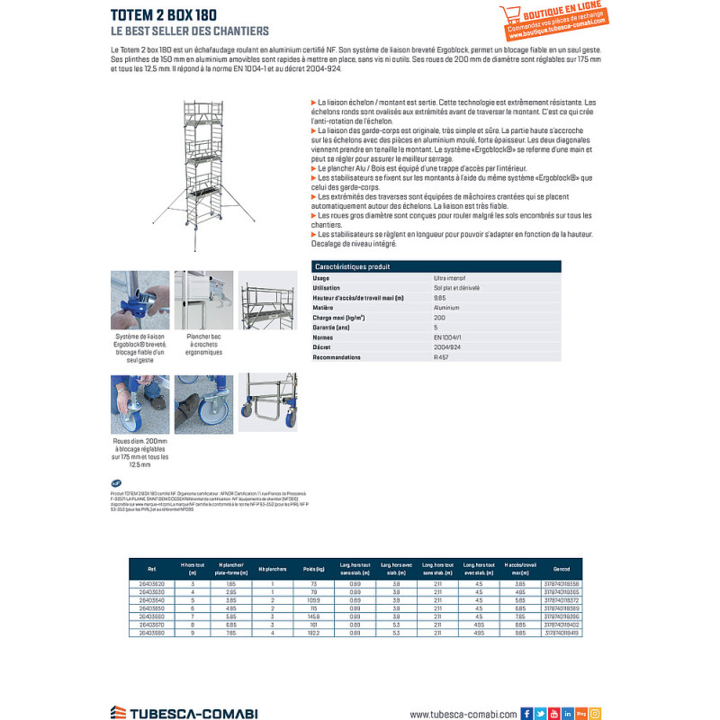 Techafaudage Totem2-180-box-3m-nf96