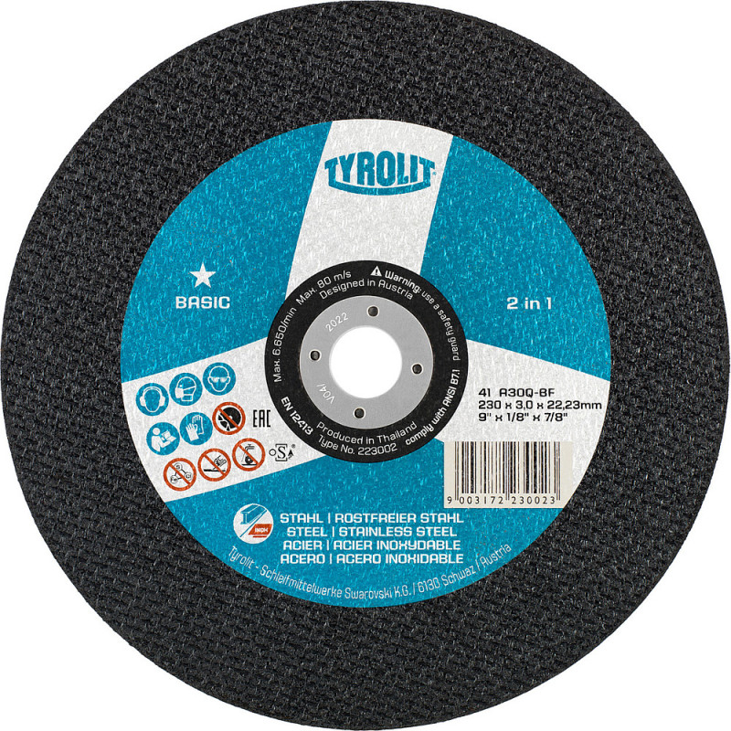 Disque à tronçonner41C 230x3x22.23 A30Q-BF