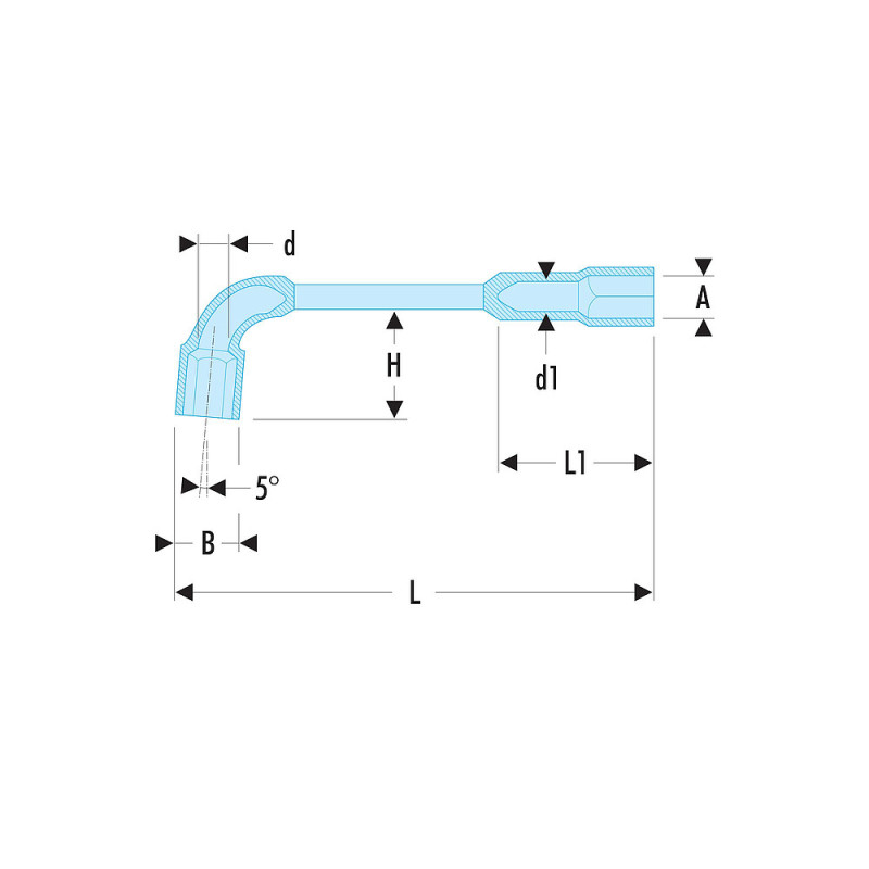 Clé à pipe 6x6 pans série 75 débouchée forgée 19 mm - profil OGV® - FACOM 75.19