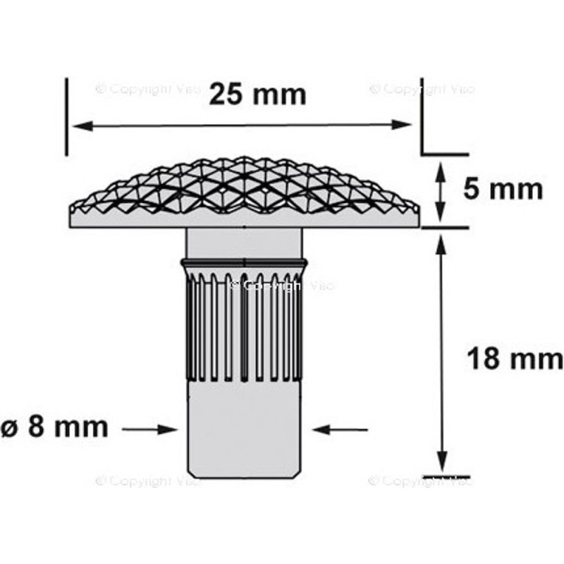 CLOU PODOTACTILE STRIEE INOX 304 D25
